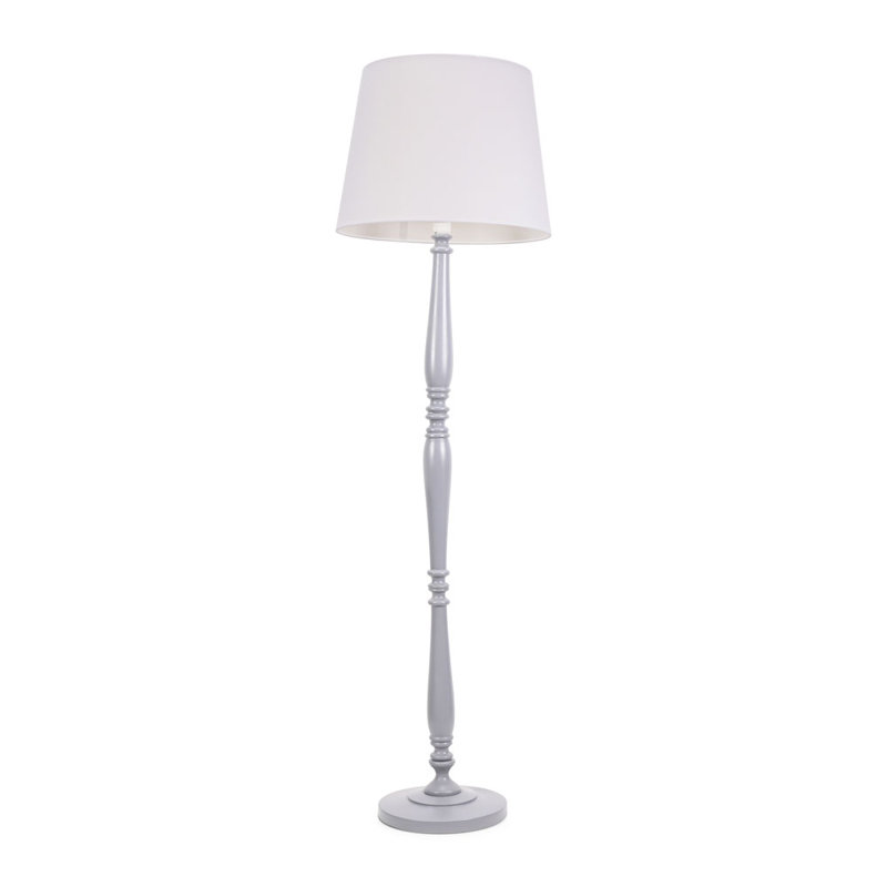 Arialdo 156cm Traditional Floor Lamp, Matte Grey, Navy Blue