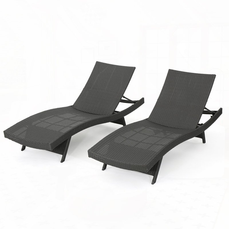 Outdoor Wicker Chaise Lounge Set, Dark Gray