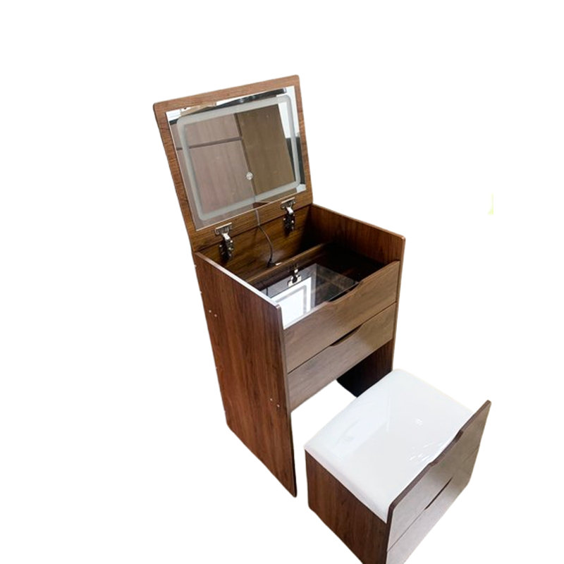 Meuble-lavabo 3 en 1 noyer avec miroir et système de rangement efficace, Noyer