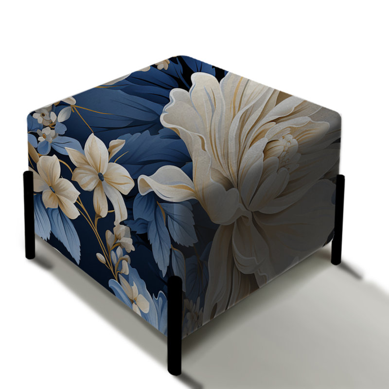 Repose-pieds bleu vintage à motif floral IV - Floral