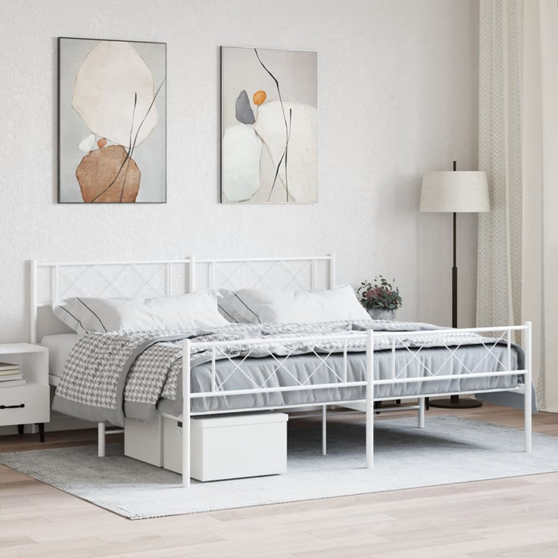 Nicodemo Open-Frame Bed, 193 x 203 cm, White