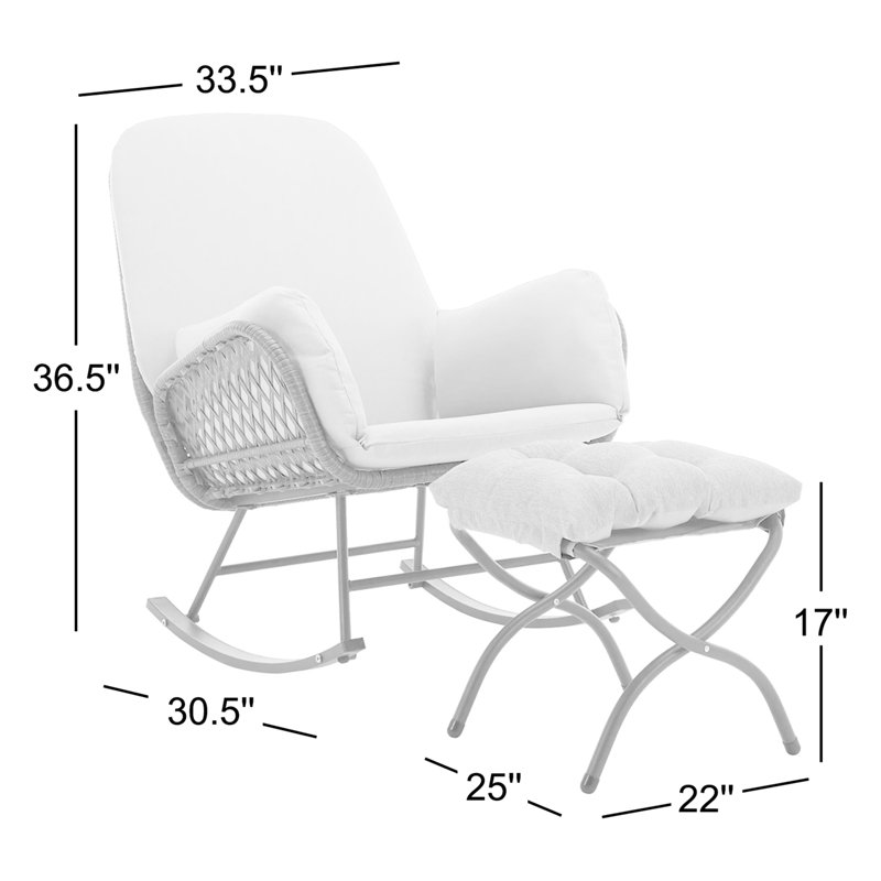 Chaise berçante de patio avec repose-pieds