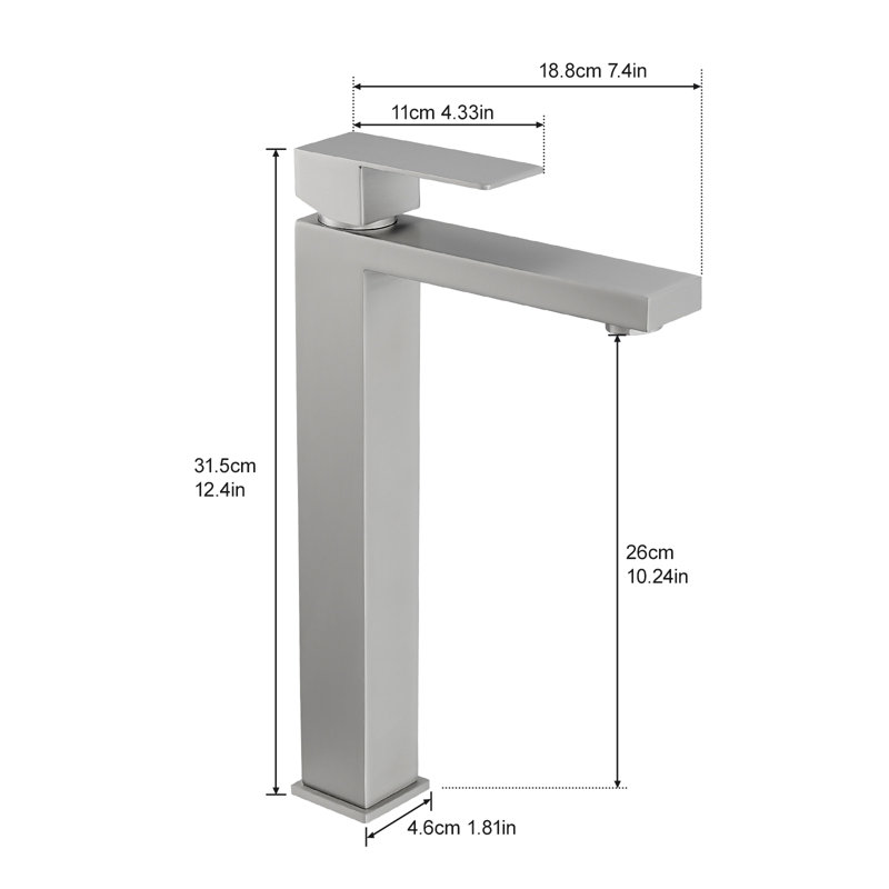 Robinet pour salle de bain à poignée simple à un trou avec bonde escamotable, Nickel brossé