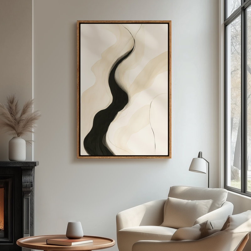 Art mural encadré, impressions murales abstraites rétro pour chambre à coucher - 24 po x 36 po, Naturel