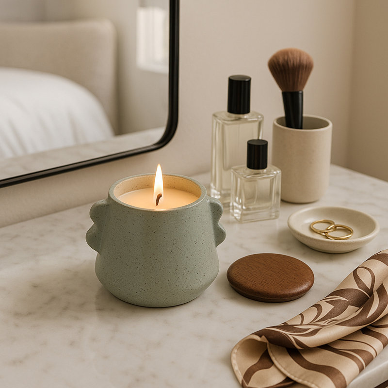 Bougie parfumée décorative avec couvercle en bois pour décoration de table basse - Décoration de bougie moderne pour bibliothèque, chambre à coucher et salon - 4 po