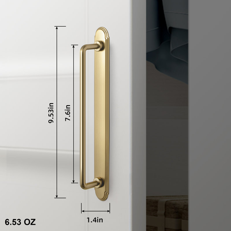 Delicate Bar Pull Handle With Backboard, Champagne Bronze, 7 3/5"