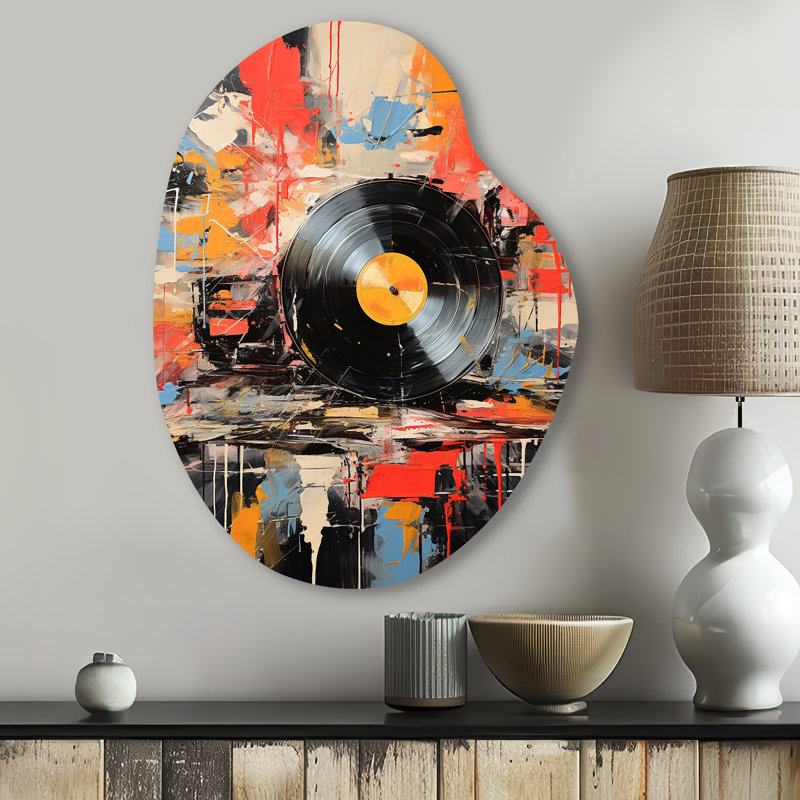 Ramsey - Disque vinyle de forme unique, décoration murale asymétrique en métal, H 30 po x l 22 po x P 1 po