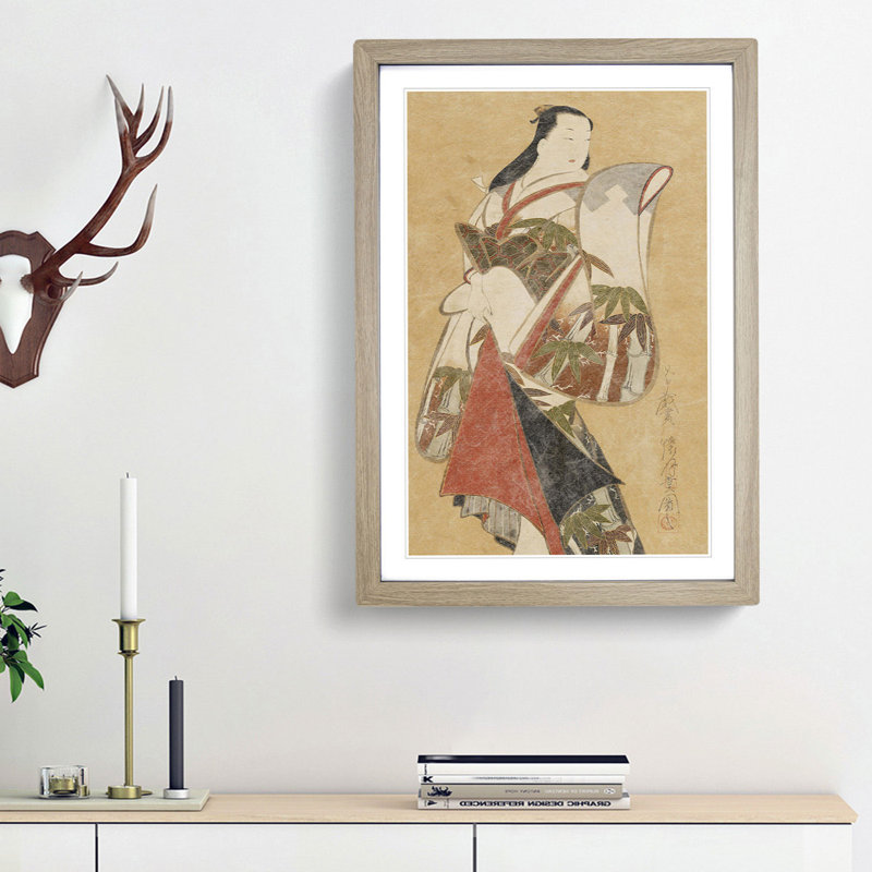 Standing Courtesan by Kaigetsudo Ando - Picture Frame Painting Print, Oak Framed, 65cm H x 48cm W x 2cm D