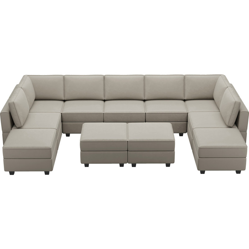 Wylodene 143'' U-Shaped Modular Velvet Sectional Upholstered Storage Sofa, Gray Velvet