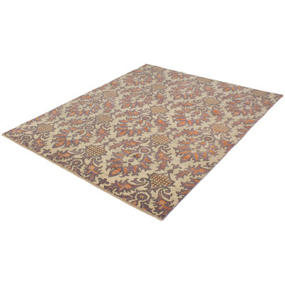 Tapis unique mauve clair noué à la main en laine de style Oushak de 8 pi 4 po x 10 pi 2 po Donahoe