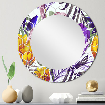 Fleurs tropicales rétro vintage - miroir mural traditionnel