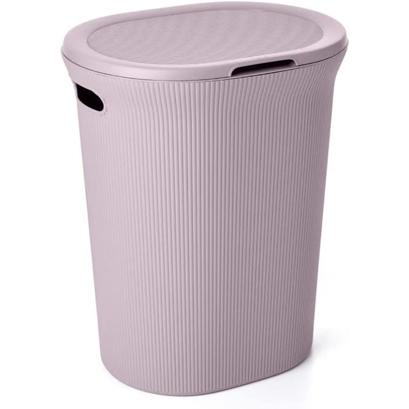 Plastic Laundry Hamper with Handles, Purple