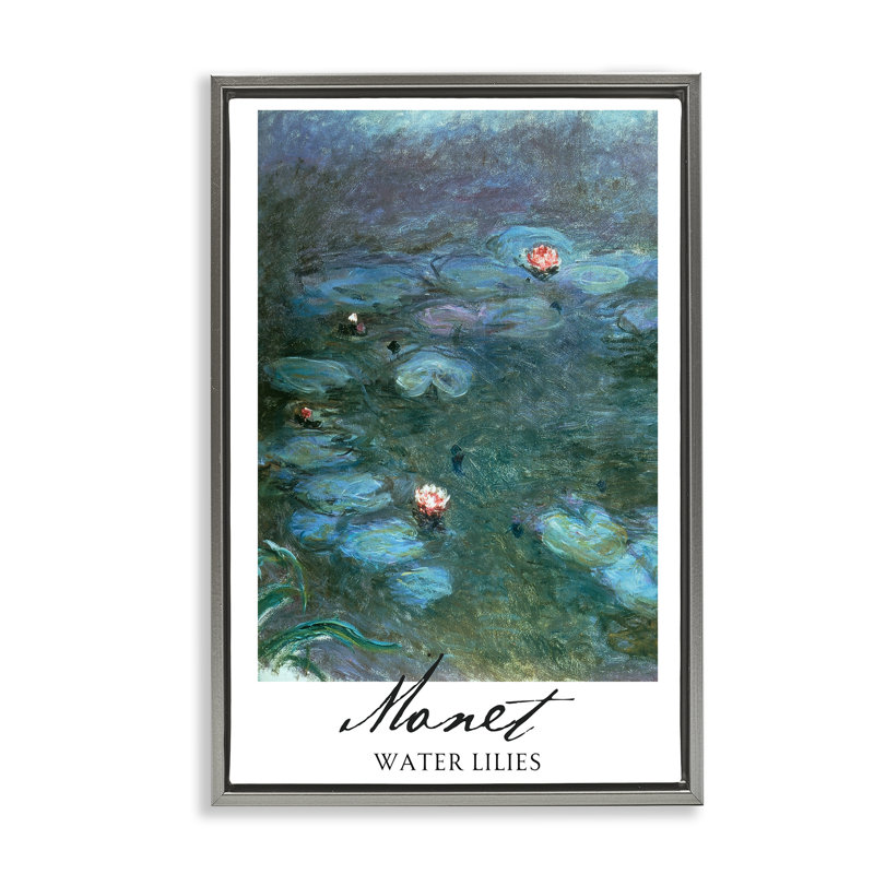 Cadre flottant Monet Water Lilies, design par Vintage Hustle, H 25 po x l 17 po, Cadre flottant gris lustré