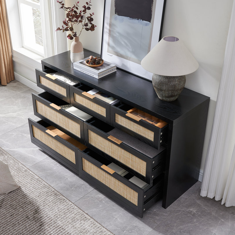 Commode à 7 tiroirs avec rangement spacieux Chada, Noir