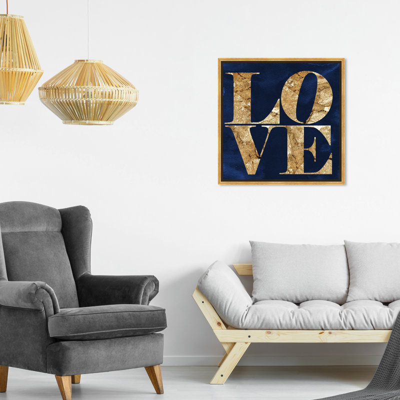 Toile pour chambre à coucher bleu marine, Cadre en plastique doré, H 21 po x l 21 po
