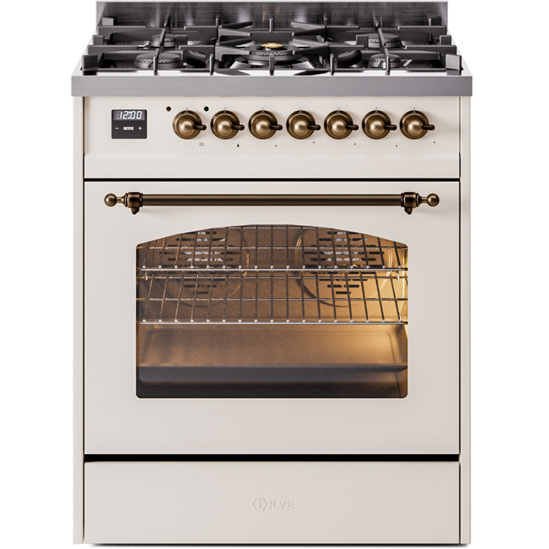 ILVE Nostalgie II 30 in Dual Fuel Range, Natural Gas, Burgundy/Chrome
