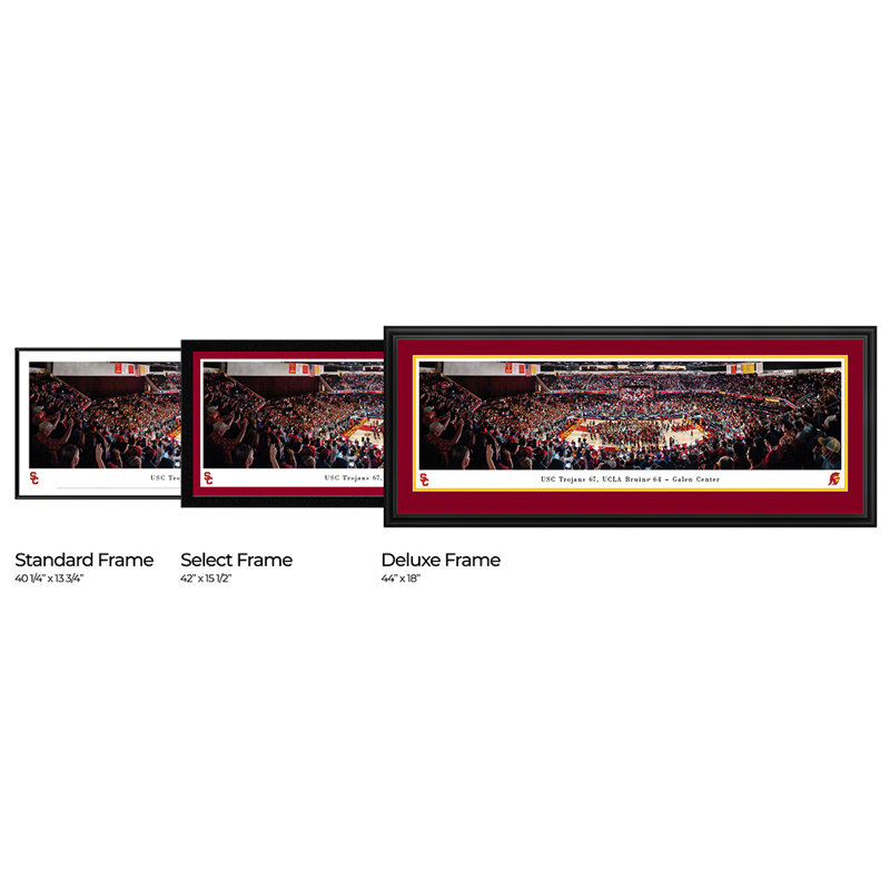 Impression panoramique USC Basketball, H 18 po x l 44 po x P 1,38 po, Cadre noir