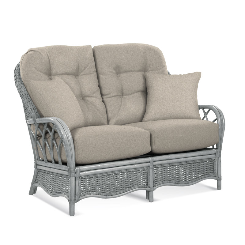 Causeuse à accoudoirs évasés 53 po Everglade, Nickel, Velours Marquis colombe ‑ 0913-84
