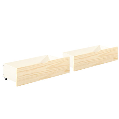 Lot de 2 boîtes de rangement sous le lit en pin naturel, style transitionnel, avec roulettes pour optimiser l'espace de votre chambre, 95 x 43 cm (37,5 x 17 pouces), en bois, avec roulettes pour un rangement efficace.