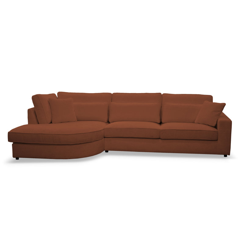 Bustamonte 4 Seater Corner Sofa , Left Hand Facing, Brown polyester