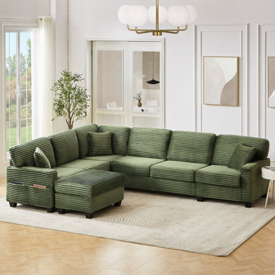 Sectional Sofa Sectional 125.2" Upholstered Sofa With A Movable Ottoman And Side Storage Pockets For Living Room