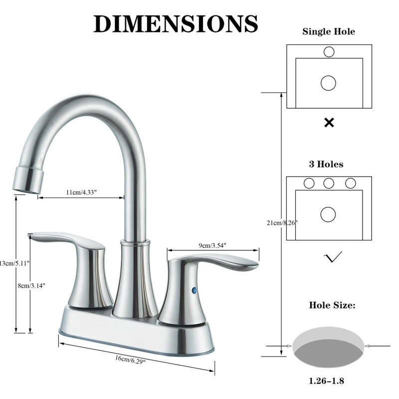 Vessel Sink Faucet 2-handle Bathroom Faucet with Drain Assembly, Brushed Nickel