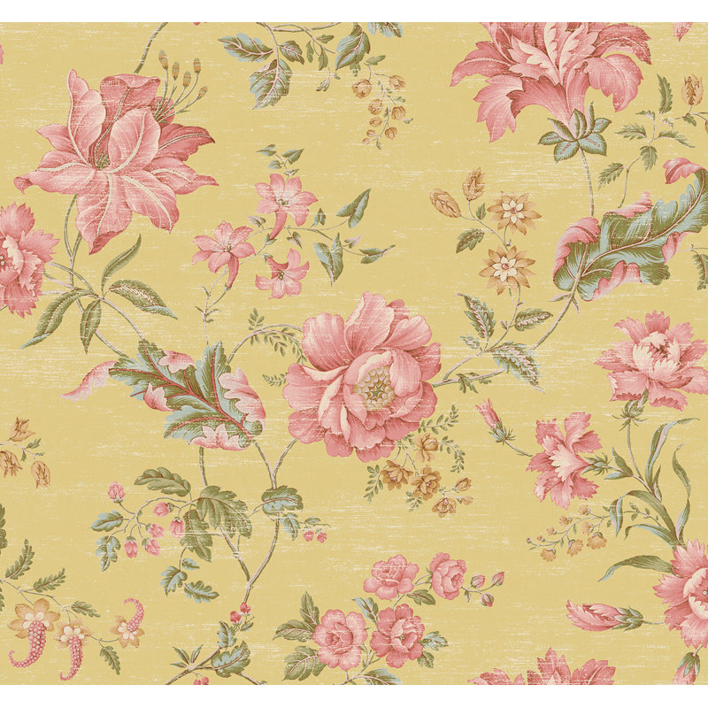 Papier peint non collé Seabrook Designs, Jaune / Rose