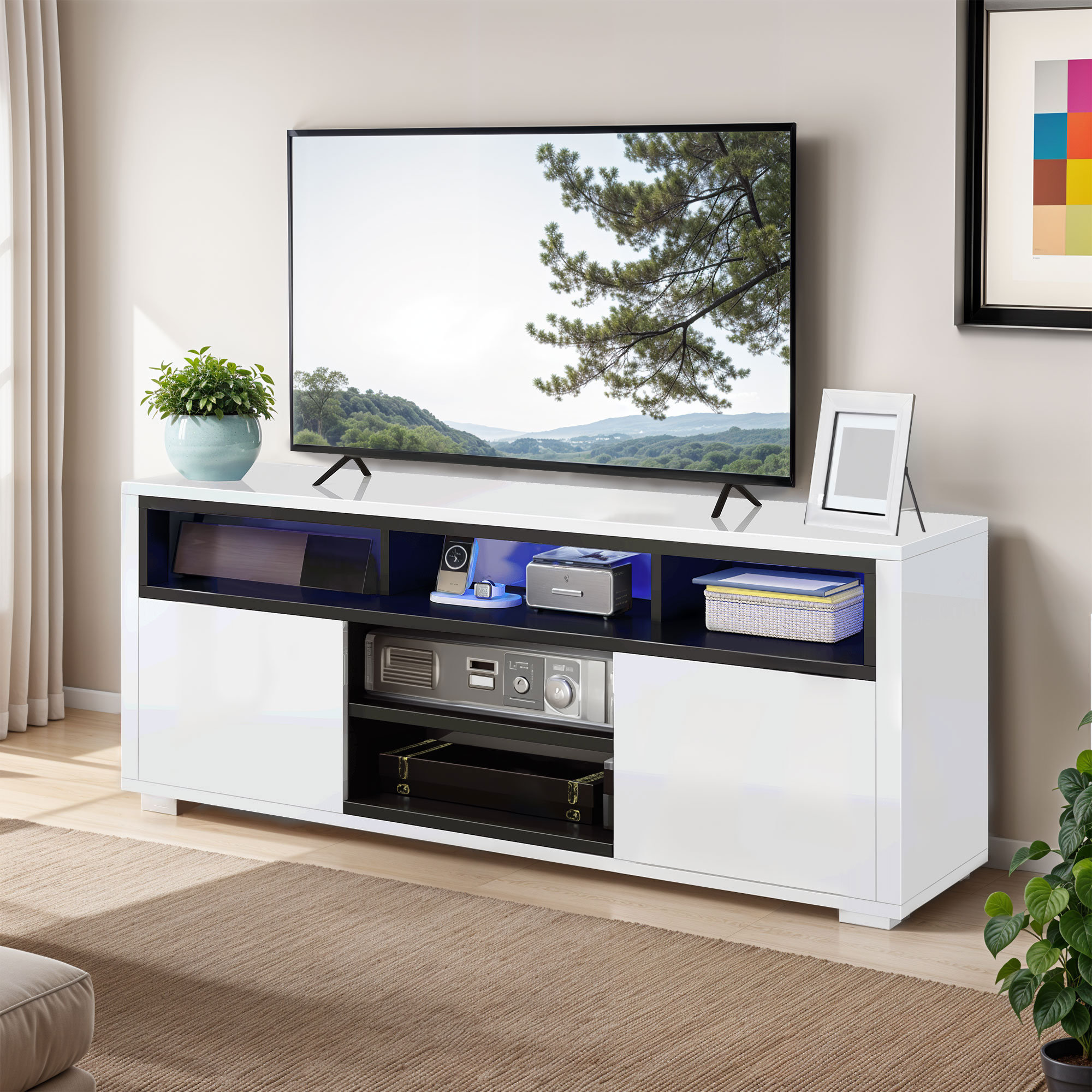 Wrought Studio™ Latravis Modern Chic TV Console, Living Room Media ...