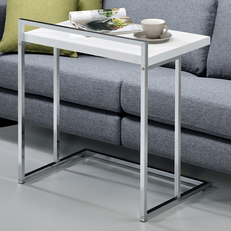 Table de bout Chandlar C Table, Chrome, Blanc