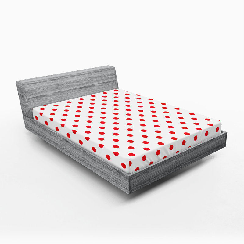 Drap-housse Ambesonne, paquet de 2, Drap-housse grand, Blanc / pois vermillon