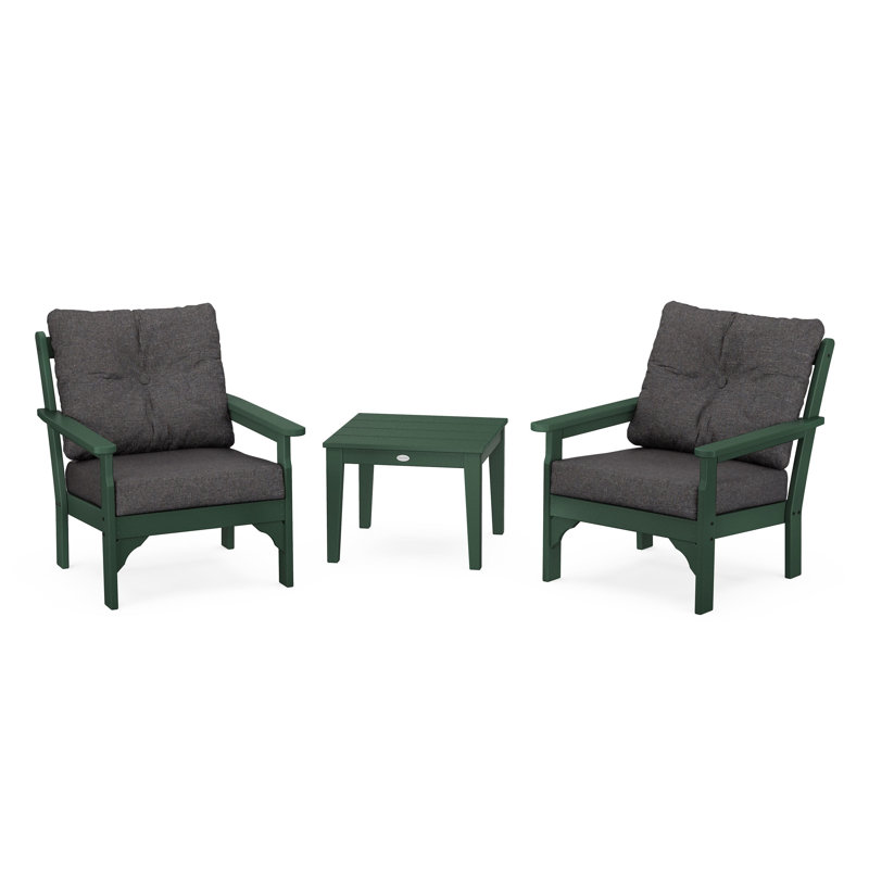 Vineyard 3-Piece Deep Seating Set, Ash Charcoal, Green