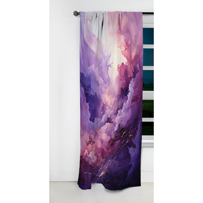 Panneau de rideau abstrait, motif de collage mauve à motif occultant - mauve et bleu Mystic Melody II