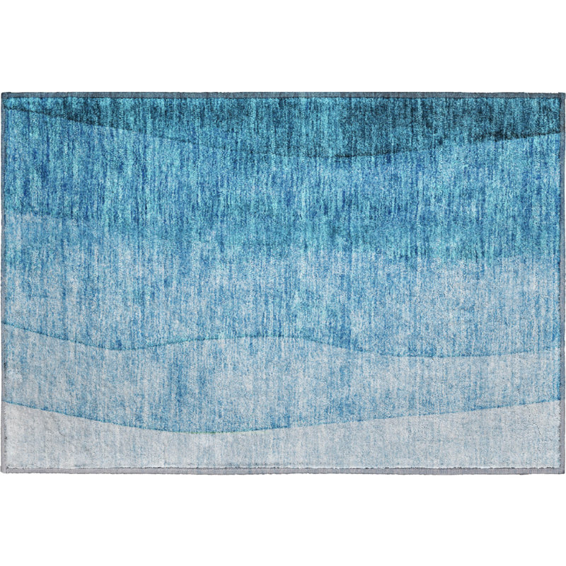 Premium Machine Washable Cerrito Teal Rug, Rectangle 1'8" x 2'6"