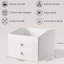 Organisateur de maquillage en cuir, rangement grande capacité, 2 tiroirs (blanc)-343912335