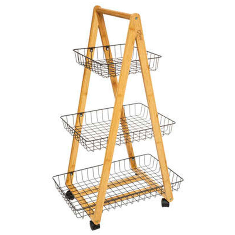Solid Wood Kitchen Cart, Black