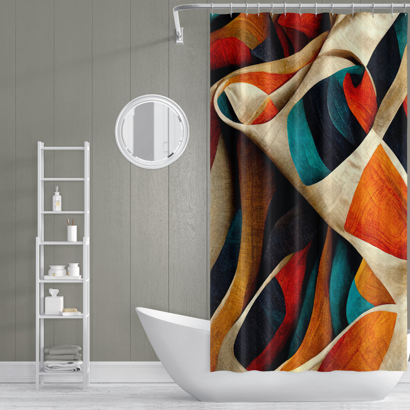 Rideau de douche abstrait, H 72 po x l 70 po