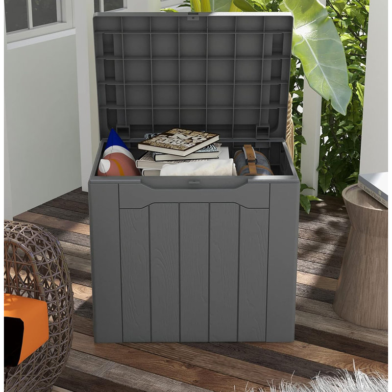 Gray 30 Gallon Lockable Weather-Resistant Plastic Deck Box