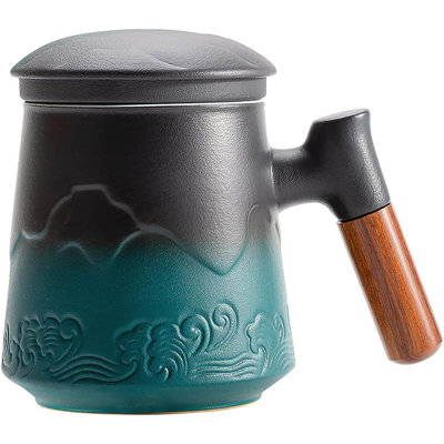Tea Cup With Infuser And Lid Green Tea Mug For Loose Leaf Tea Steeper Wood Handle Tea Cup With Fine Tea Strainers Hot Tea Diffusers Ceramic Tea Mu Tea Cup With Infuser And Lid Green Tea Mug For Loose Leaf Tea Steeper Wood Handle Tea Cup With Fine Tea Strainers Hot Tea Diffusers Ceramic Tea Mu