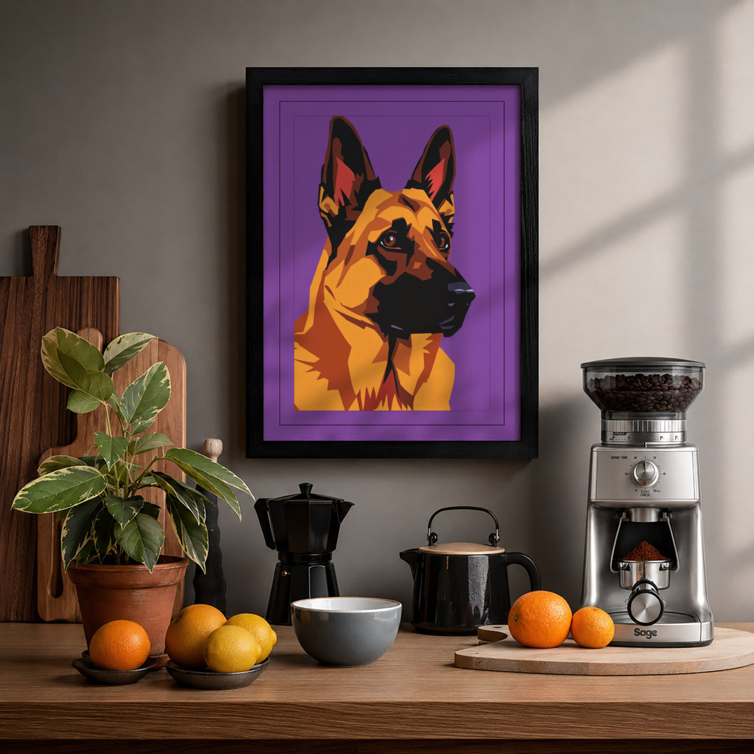 Bold German Shepherd Pop Art - Framed Print