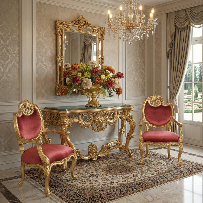 Glencoe Upholstered Armchair, French Rococo