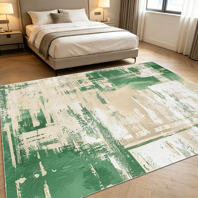 1PC Abstract Sage Green & Beige Brush Stroke area rugs for Living Room, Soft and Comfortable, Suitable for all seasons, easy-to-maintain, machine washable Indoor floor mat, Under Table Farmhouse suitable for living room, dining room, bedroom,
