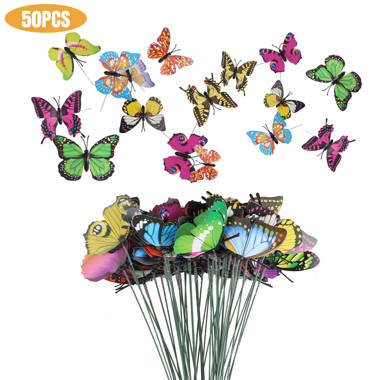 50PCS Butterfly Decorations, Garden Butterflies on Sticks