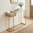 Rectangular White Faux Marble Console Table With Storage For Entryway Hallway Living Room