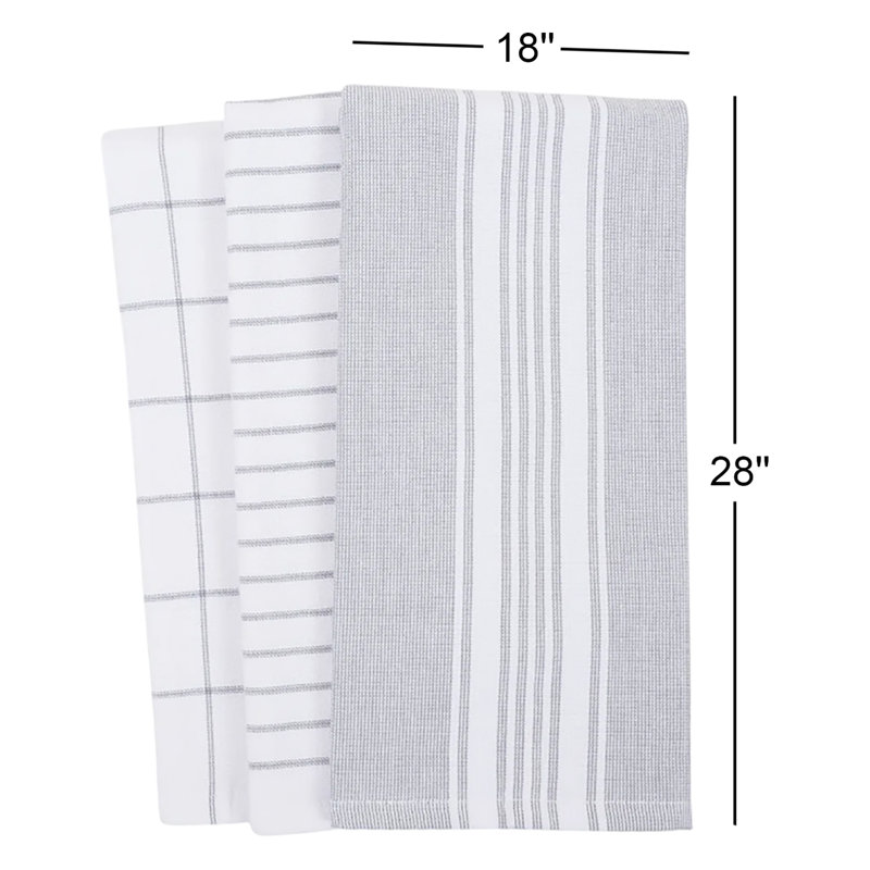 Damali Stripe Kitchen Towel Linen Set, Gray