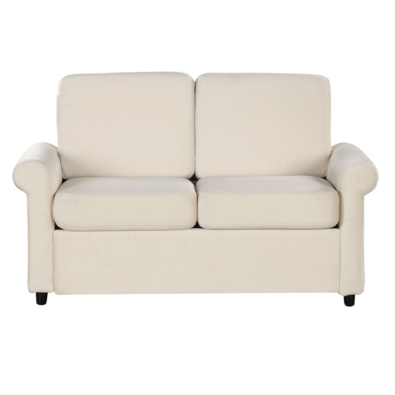 Canapé-lit escamotable avec canapé-lit et matelas simple, Velours beige