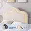 Structure de lit simple en velours avec tête et pied de lit à DEL, plateforme pour enfants, lattes, beige-542554644-542554641