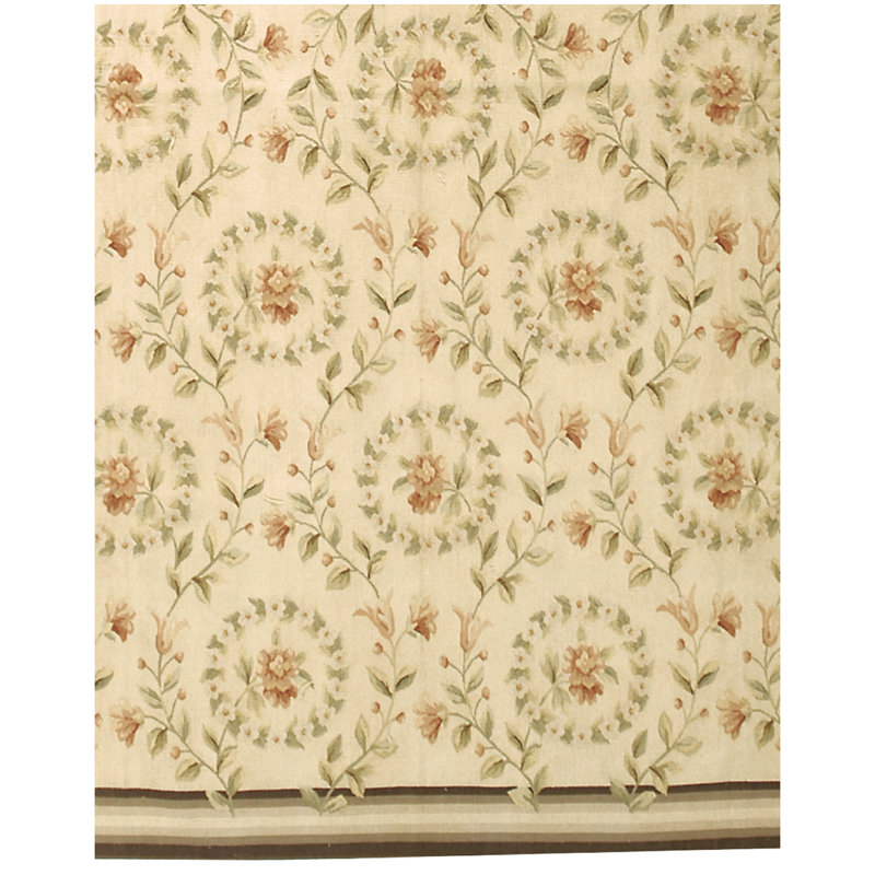 Flatweave Wool Floral Area Rug, Rectangle 6' x 9'