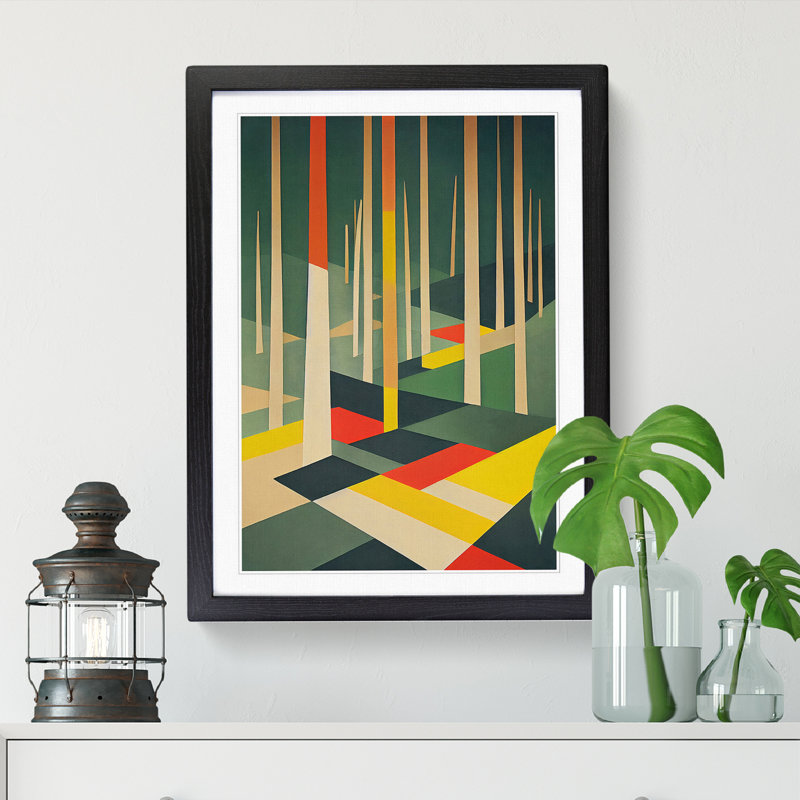 Spring Forest Suprematism - Single Picture Frame Print, Black, 64cm H x 46cm W x 2cm D