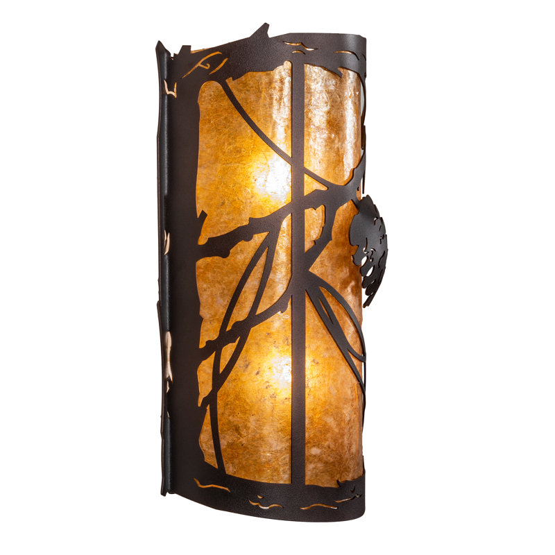 Flush Mounted Sconce, 2, Amber, Mahogany Bronze