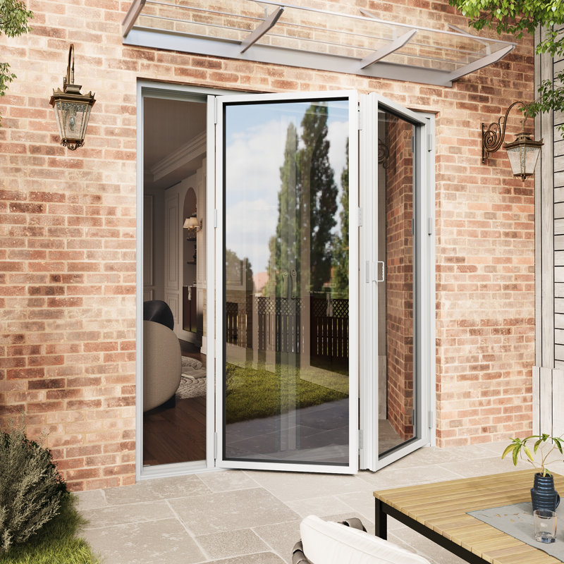 Porte de patio pliante pliante en aluminium 72 po x H 80 po (2 + 0) avec 𝗥𝗲𝘁𝗿𝗮𝗰𝘁𝗮𝗯𝗹𝗲 𝗦𝗰𝗿𝗲𝗲𝗻, Vers la droite